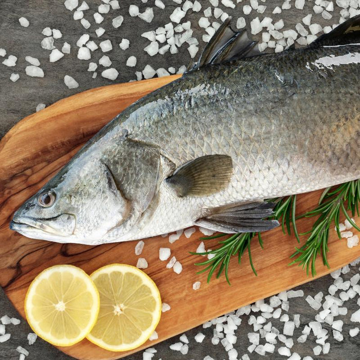 a serving of fresh Springwater Barramundi Whole Fish