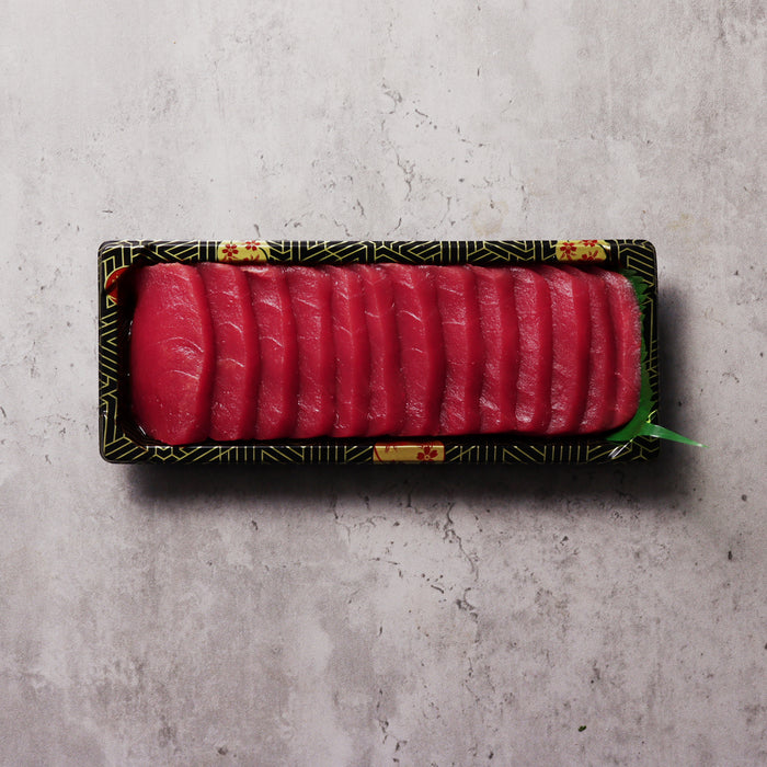 a tray of Australian Yellowfin Tuna Sashimi