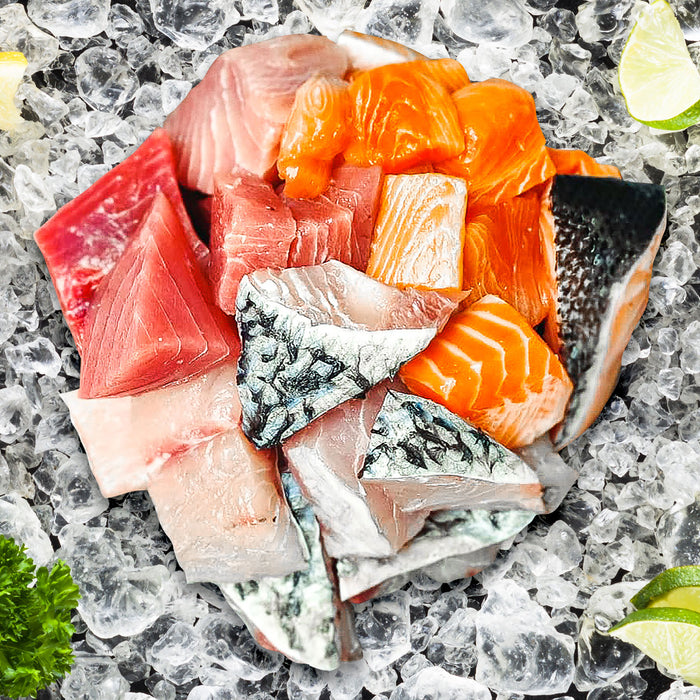 Salmon, Kingfish and Tuna offcuts (Frozen) per kg