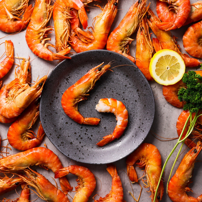 Jumbo Australian U10 Cooked Tiger Prawns per kg (Frozen)