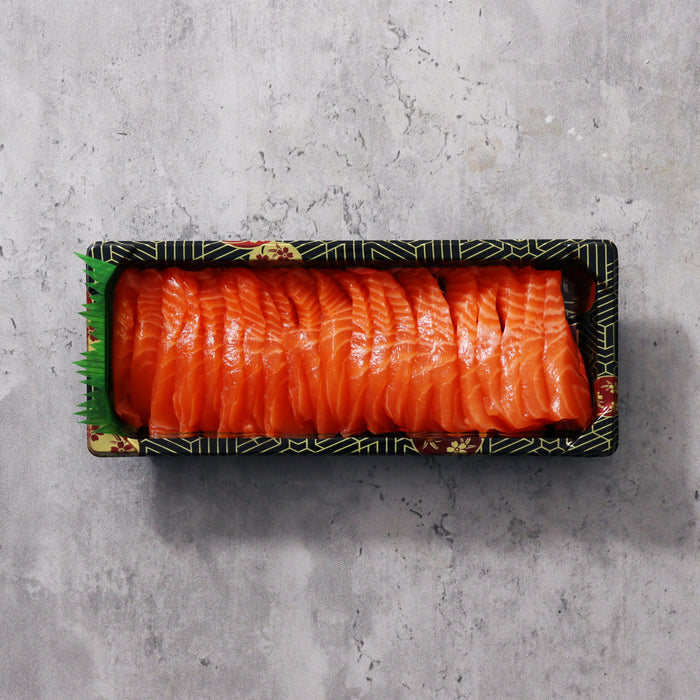 a  sashimi tray of Ora King Salmon 